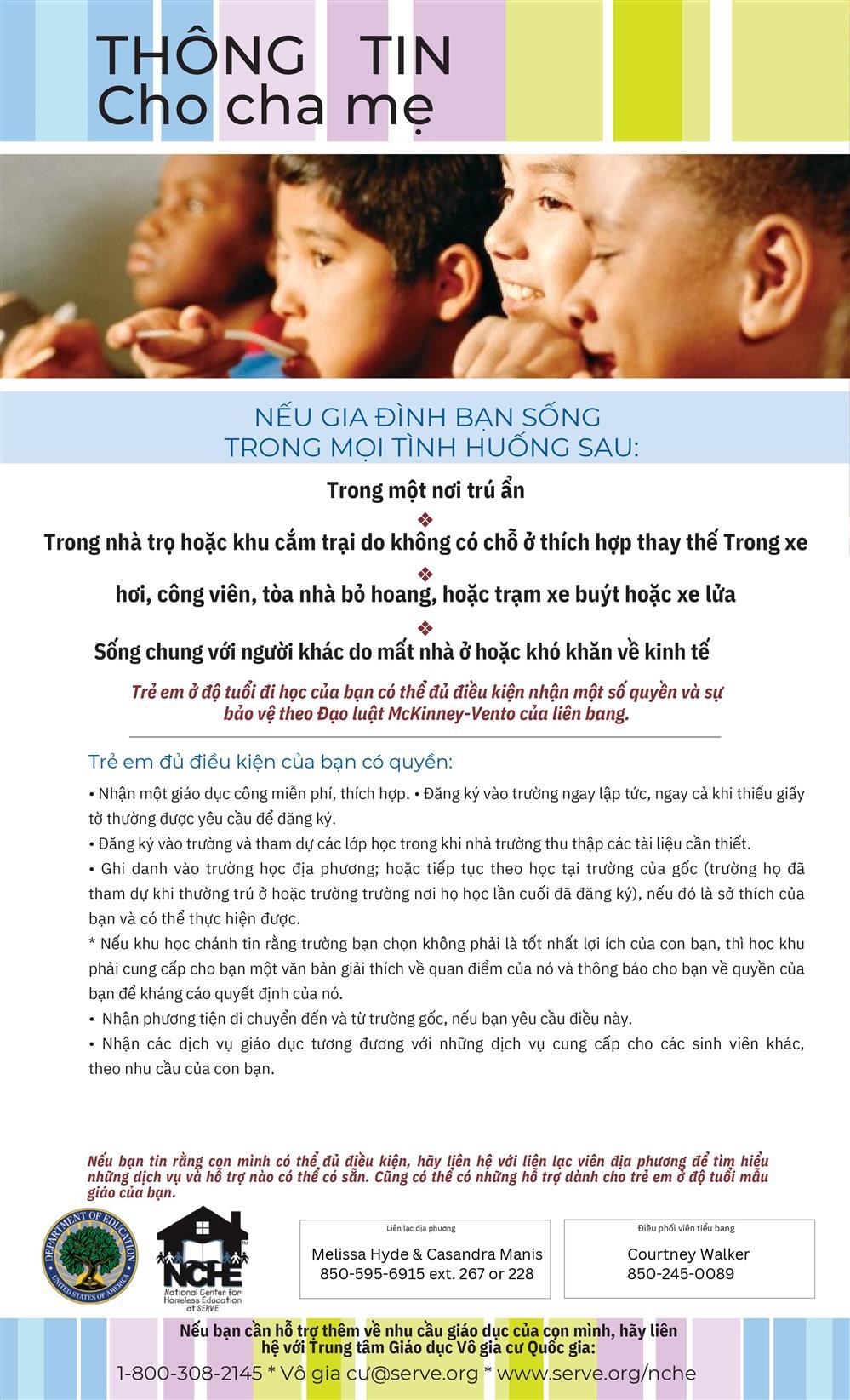 Homeless Student Rights Poster Vietnamese